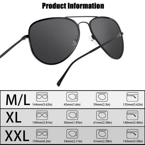 Imagen 2 del producto JULI gafas de sol polarizadas XXL de gran tamaño para cabezas grandes hombres Retro Vintage gafas de sol súper grandes protección UV 8123