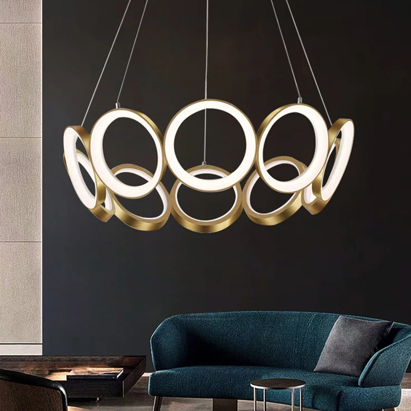 

Simple Rings LED Chandelier Luxury Design Chandelier Living Room Decoration Replica Lamp Designer Suspension Light Fixtures