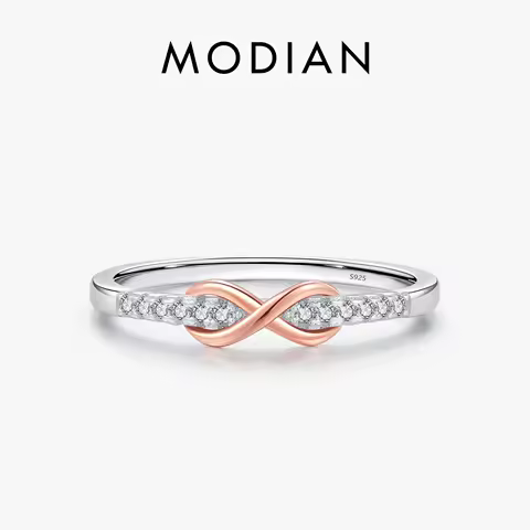 MODIAN Solid 925 Sterling Silver Infinite Love Simple Ring Romantic Rose Gold Color Wedding Ring For Women Fine Jewelry Gift
