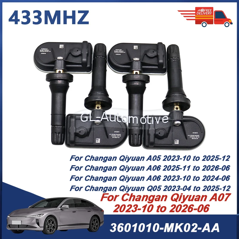 

4PCS 433MHZ TPMS Tire Pressure Sensor For Changan Qiyuan A07 A06 A05 Q05 2023-2026