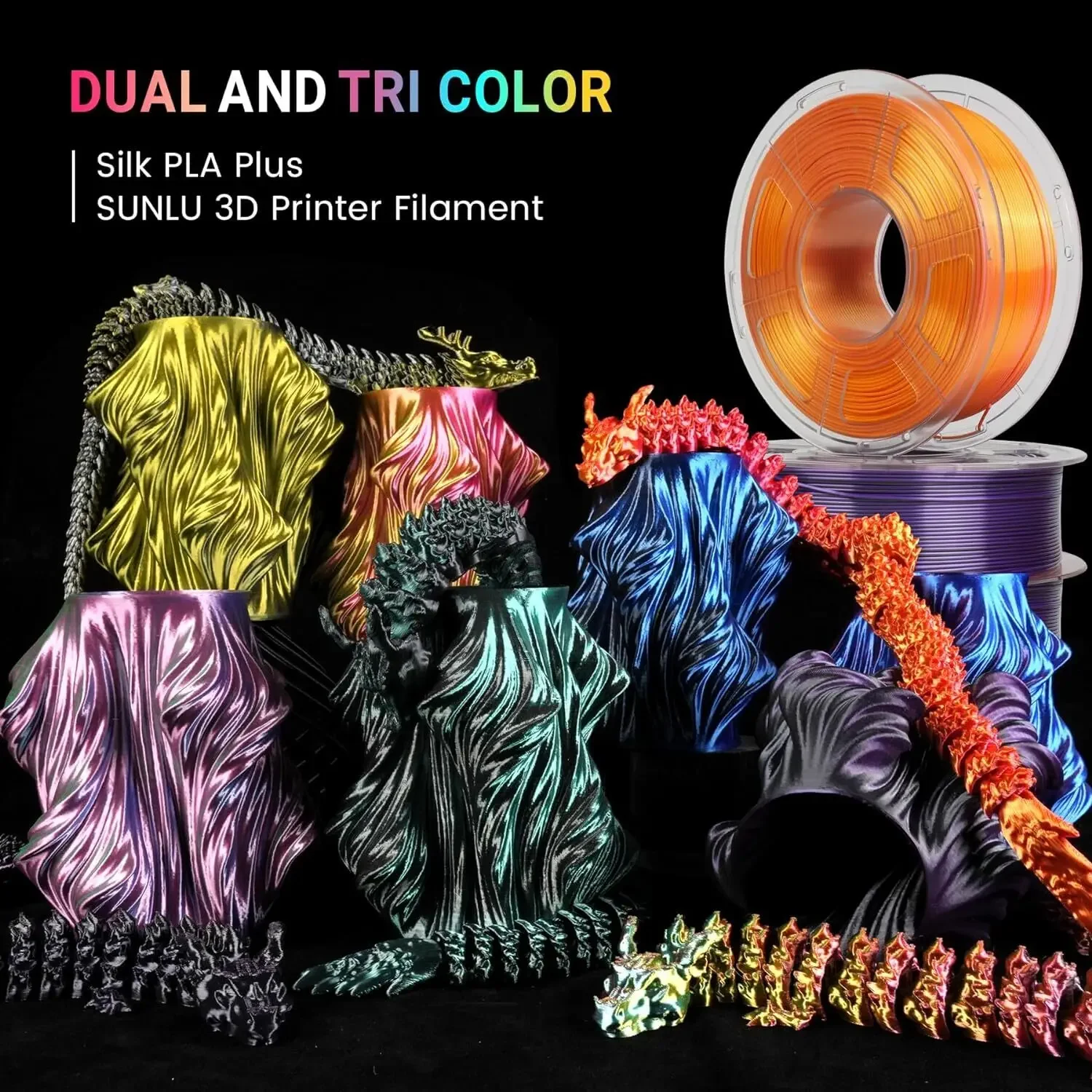 JAYO-filamento de seda para impresora 3D, material no tóxico, Pla Plus/ Dual/triples colores, TPU, 1,75mm, 1,1 kg/rollo