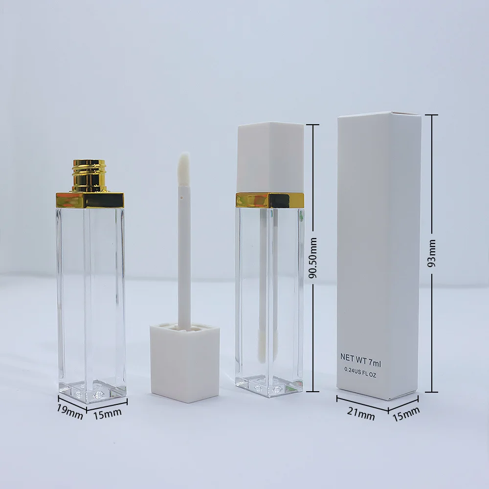 7ml Lipgloss Tubes Private Label Square Lip Gloss Tube PETG Liquid Lipstick Blush Containers Empty Bottle With Box Packaging
