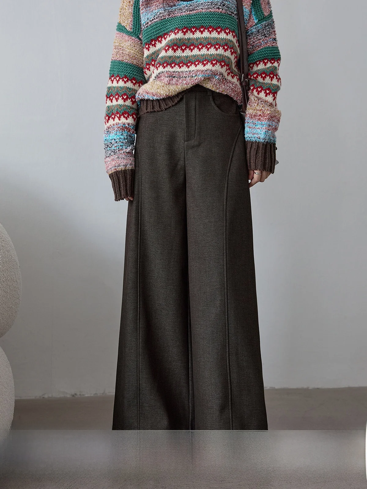 

Брюки женские повседневные с высокой талией, цвет кофе, новая коллекция HUIXI Ding Series, зима 2025