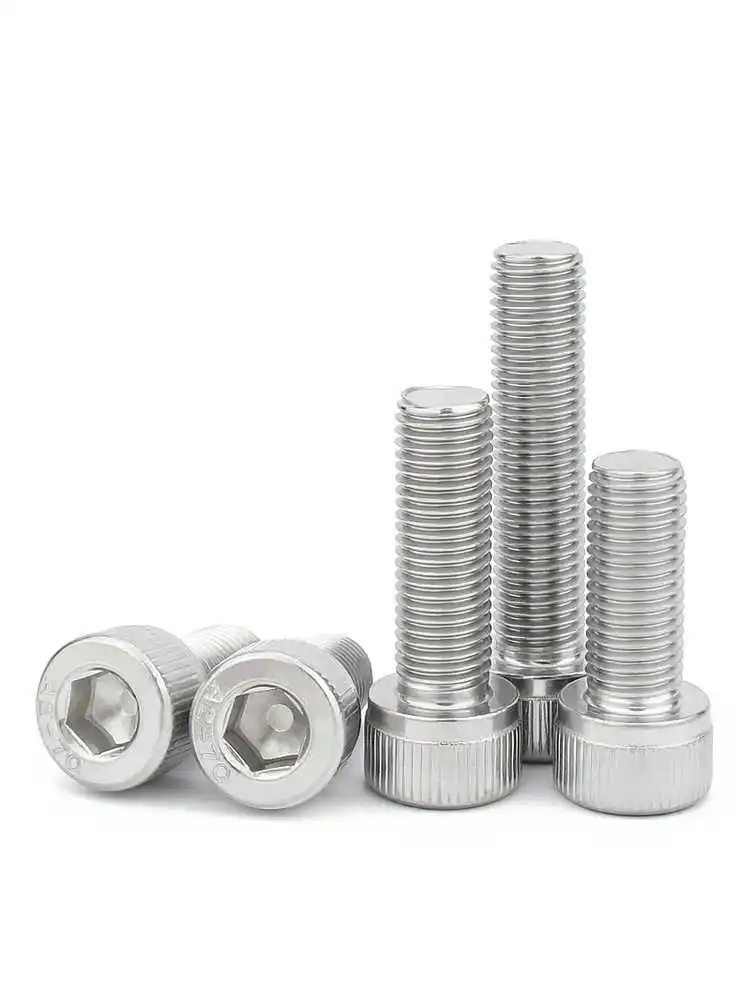 M6 M8 M10 M12 Fine Thread Hex Hexagon Socket Head Cap Screws 304 A2-70 Stainless Steel Allen Bolts Pitch 0.75/1.0/1.25/1.5mm