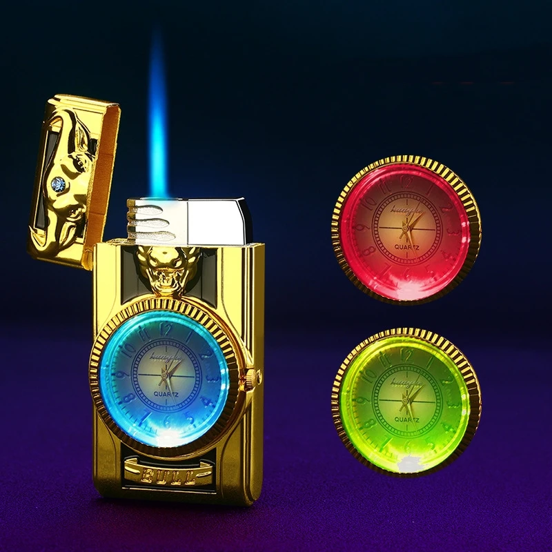 Metal Personalized Portable Inflatable Lighter Luminous LED dial Lighter Exquisite Relief Craft Business Gift Collection