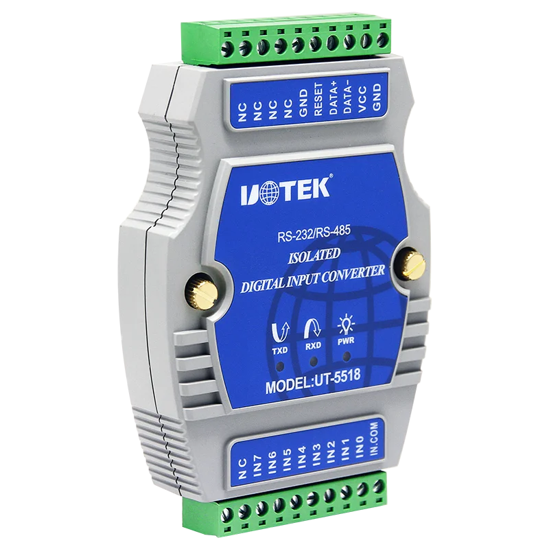 UOTEK Digital 8 Channel Optical Isolated Wet Contact I/O Input Module Controller IO RS-232 RS-485 Adapter UT-5518