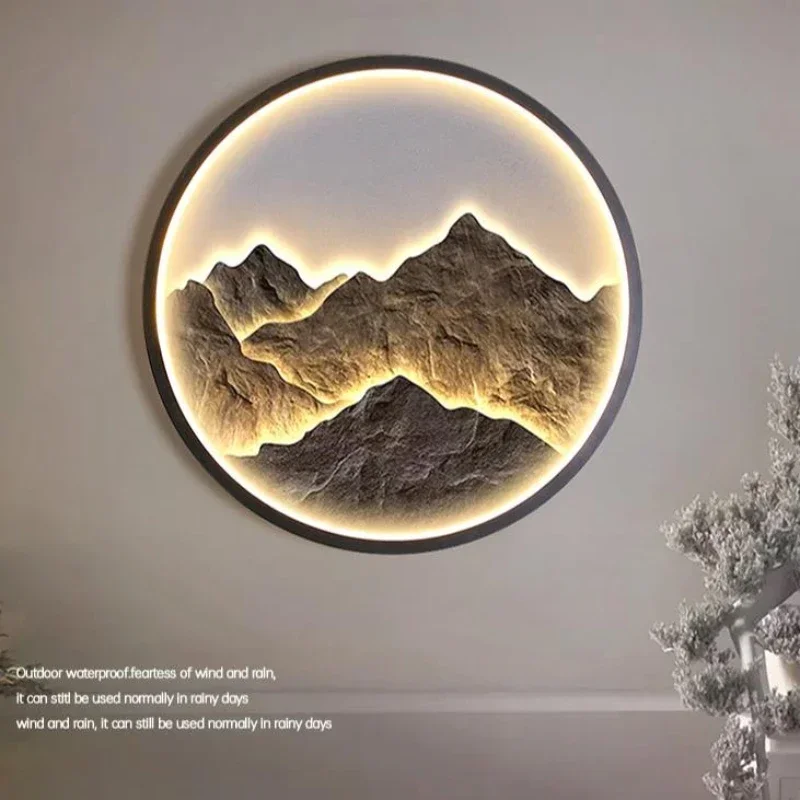 Modern luxury wall lamp outdoor waterproof wall lamp Chinese style Zen porch living room landscape lamp wall lamp painting - Image 4
