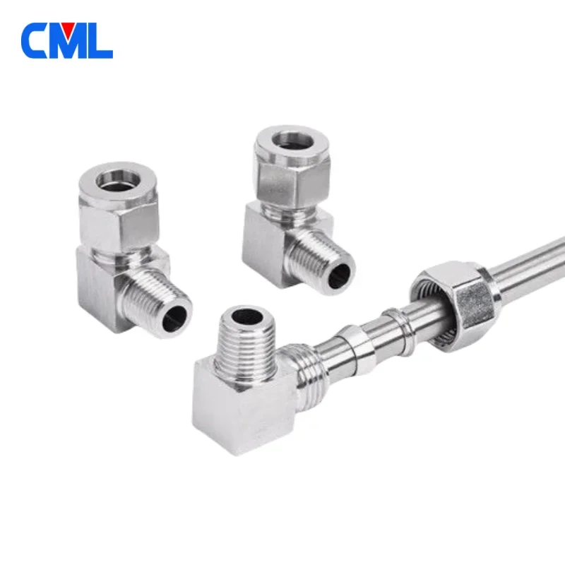 304 SS Stainless Steel Elbow Double Ferrule Tube Pipe Fittings Connector 6-12mm Pipe OD to 1/8