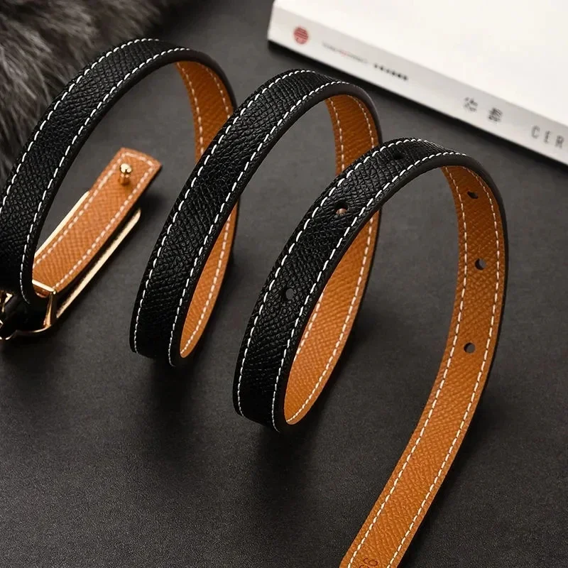 2024 New Double-sided Use of Women\'s Leather Belt Decorated Ins Fashion Jeans Wild Student Trend Luxury Design Top Quality Brand