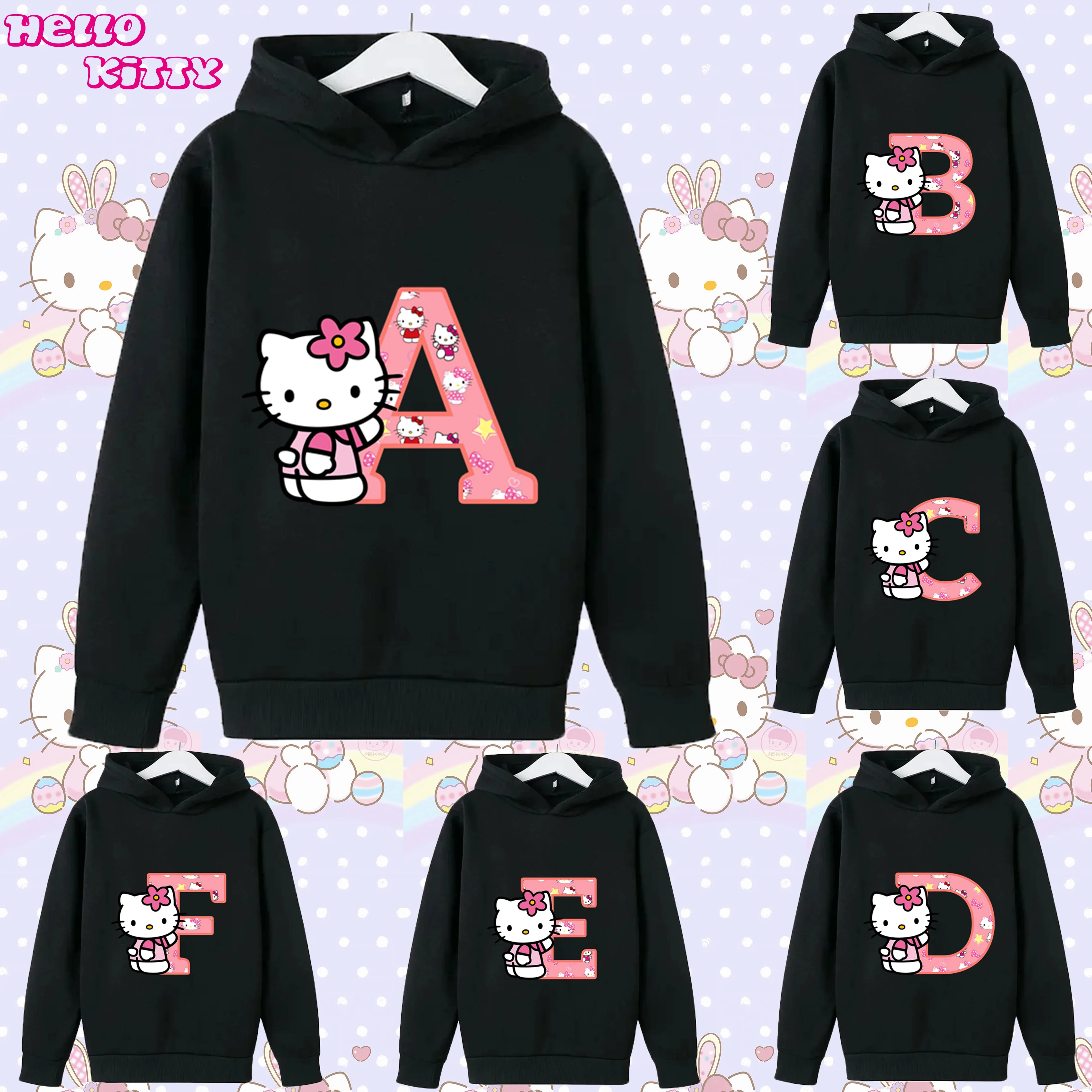 

Hello Kitty A-Z Alphabet Cartoon Cute Kids Hoodie 2025 - Adorable Graphic Pullover Sweatshirt For Children's Fashion Trend