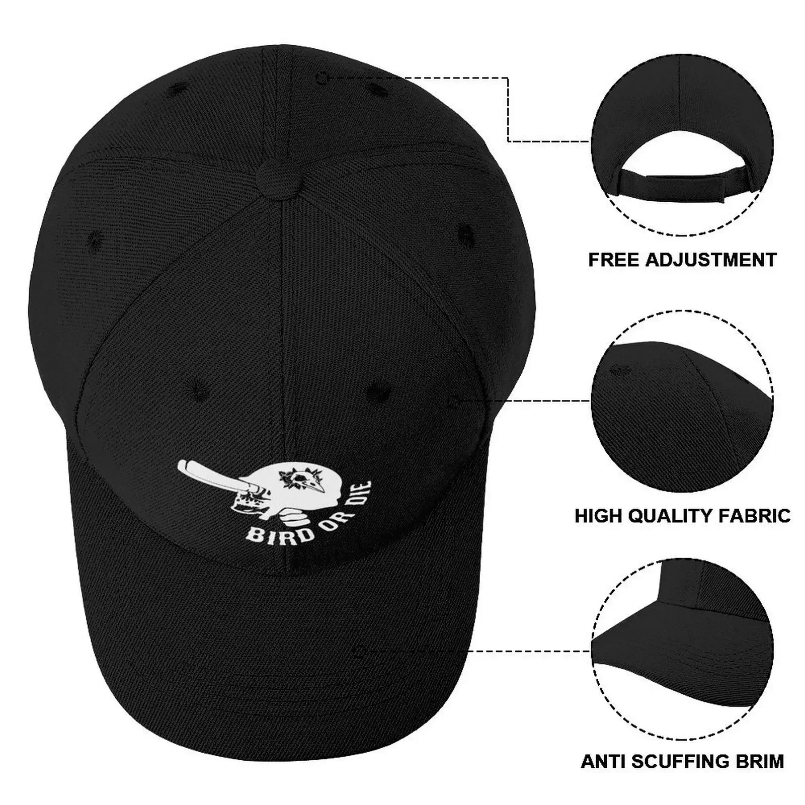الطيور أو الموت قبعة بيسبول Sunhat الرجال كبيرة الحجم قبعة الهيب هوب الأسود قبعات سائقي الشاحنات للرجال والنساء