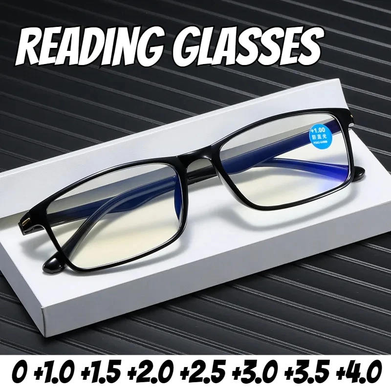 

Men's and Women's Classic Retro Square Frame Reading Glasses TR90 Anti-blue Light Presbyopia Glasses Fashion Farsighted Glasses