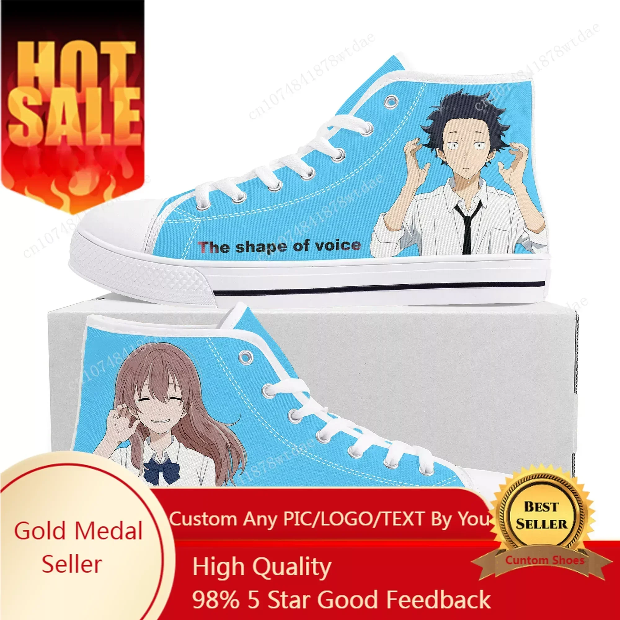 A Silent Voice High Top Sneakers Mens Womens High Quality Canvas Sneaker Japanese Comics Manga Couple Customized Shoes