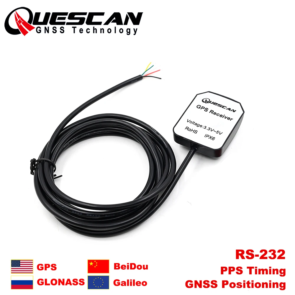 

QUESCAN UBX-M10 RS232 GPS Module GNSS Antenna Receiver NMEA 0183 RS232 GPS Galileo BeiDou GLONASS NMEA0183 PPS 1PPS Timing
