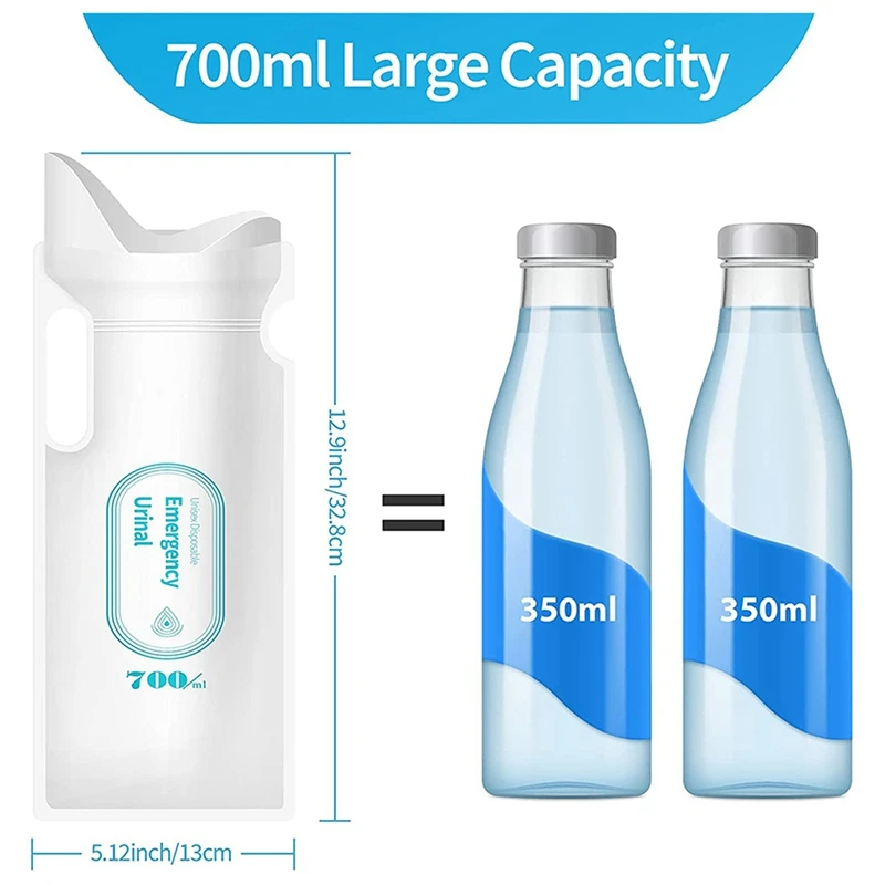 Smart-24PCS Disposable Urine Bags, 700ML Urine Bags For Travel Camping Emergency And Traffic Jam, Pee Bags With For Man, Women