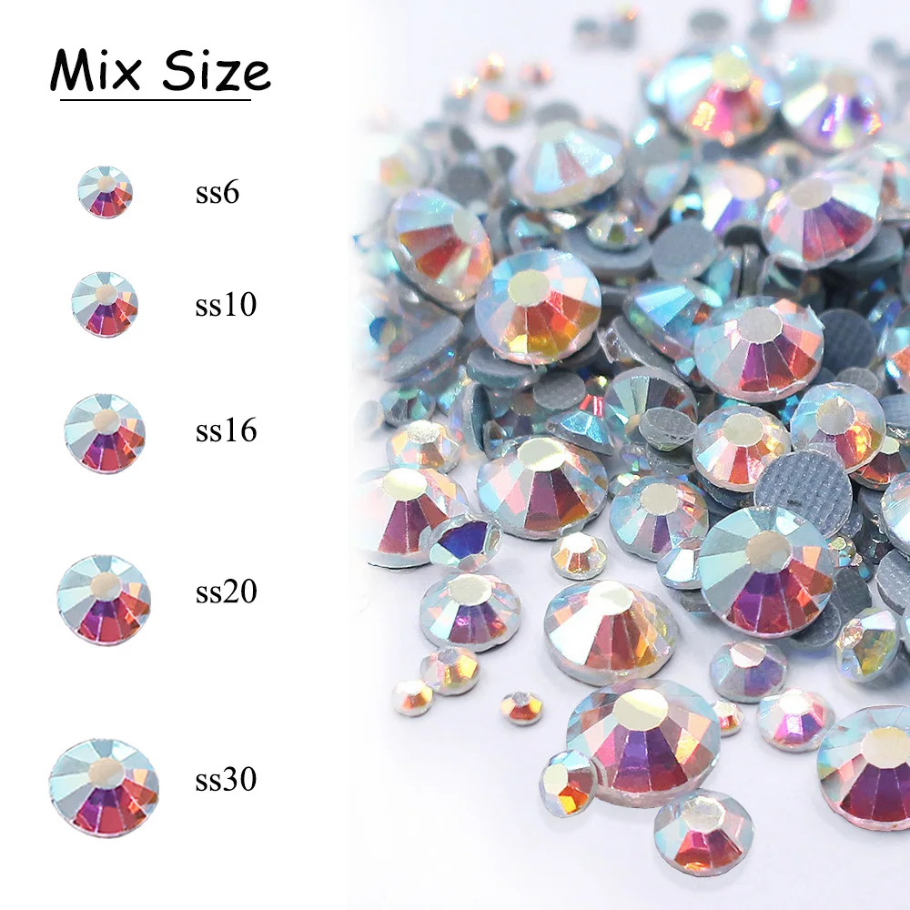 Glitter Stones 1500pcs-3000pcs Glue Flatback Shiny Crystals Strass Beads DIY Garment Gems Crafts Hotfix Rhinestones for Clothes