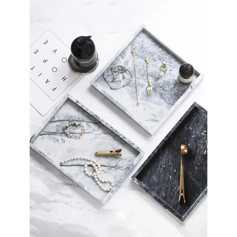 Nordic simple style marble tray display tray bathroom sink light luxury storage tray rectangular storage plate