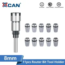 Xcan-ルータービットツールホルダー,er16スプリングコレットチャク,8mmシャンク,延長ロッド,フライス工具ホルダー,11個