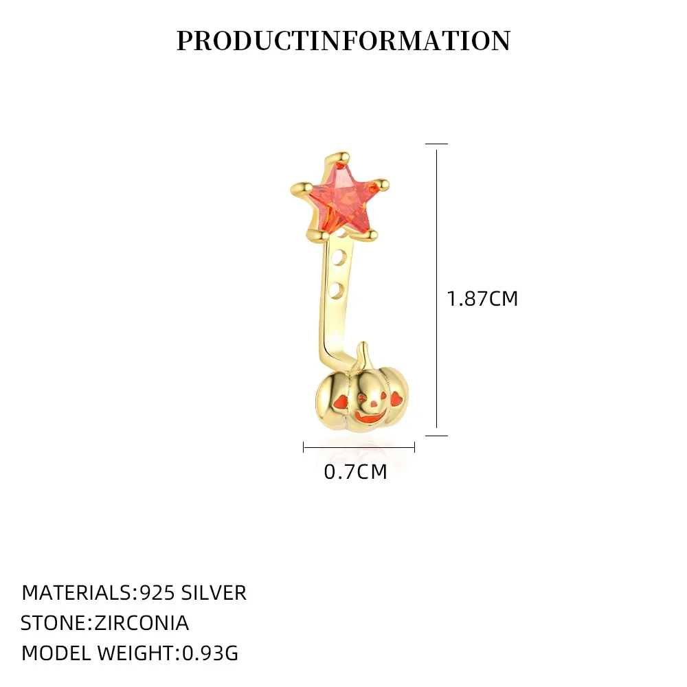 

Женские серьги из стерлингового серебра 925 пробы с черепом и тыквой на Хэллоуин, аксессуар в виде бабочки-призрака