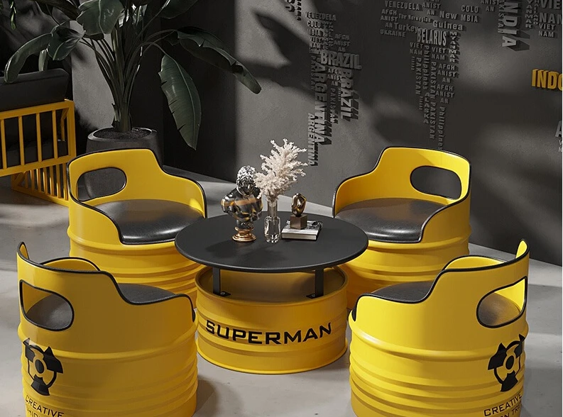 

Creative oil barrel sofa industrial style bar cafe lounge area