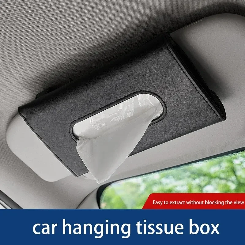 

Sun Visor portable Car Tissue Holder PU Leather Hanging Paper Towel Clip Backseat Tissue Case Auto Interior Accessories