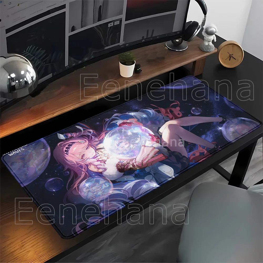 Denia Wuthering Waves Mousepad Kawaii Anime Girl Rug Gaming Keyboard Non-slip Mouse Pad Office HD printing overlock XXL Desk Mat
