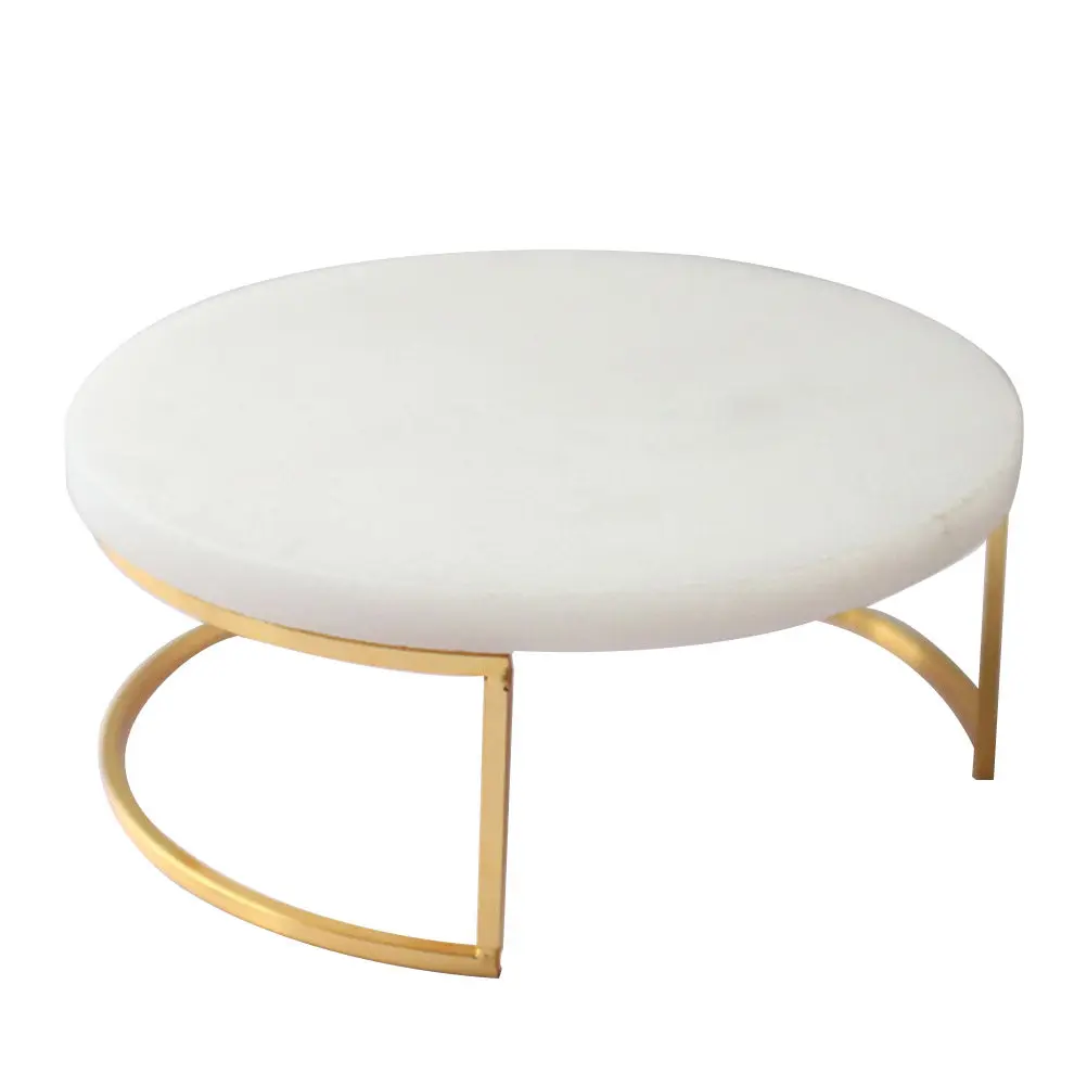 1Pcs Elegant Cake Stand Natural Marble Texture Strong Stainless Steel Base Dessert Table Display Afternoon Tea Serving Tray