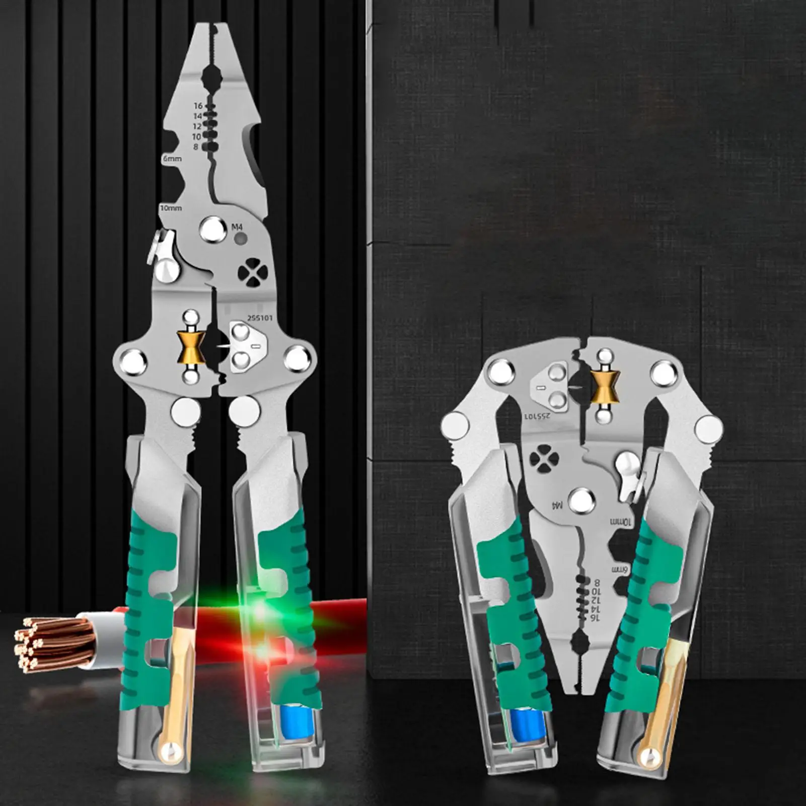 Wire Stripper Tool Cable Stripping Pliers Multifunctional Foldable Professional Voltage Tester For Repairing Precision Crimping