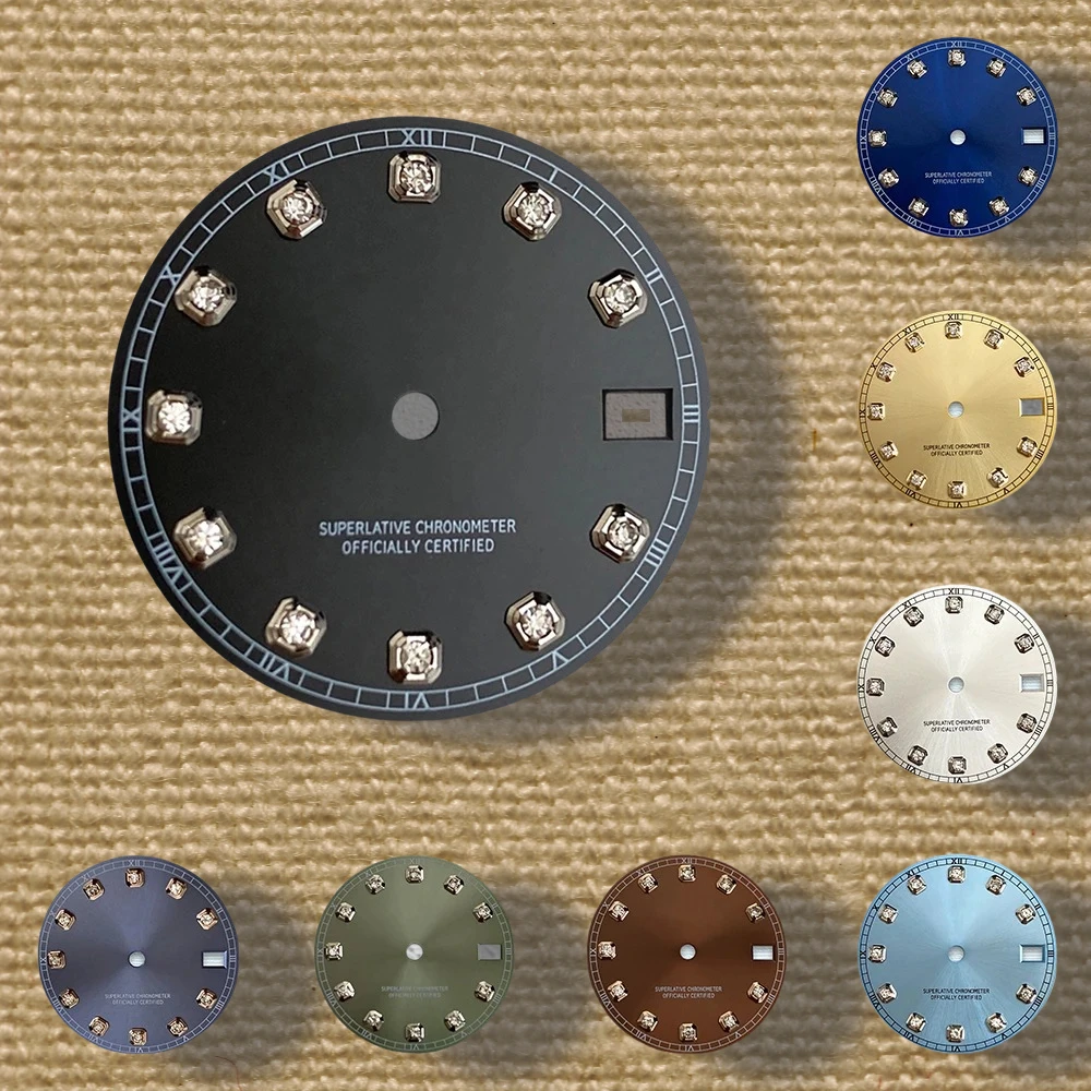 

High quality classic 28.5mm S logo diamond NH35 dial suitable for NH35/NH36 movement watch modification accessories NH35 accesso