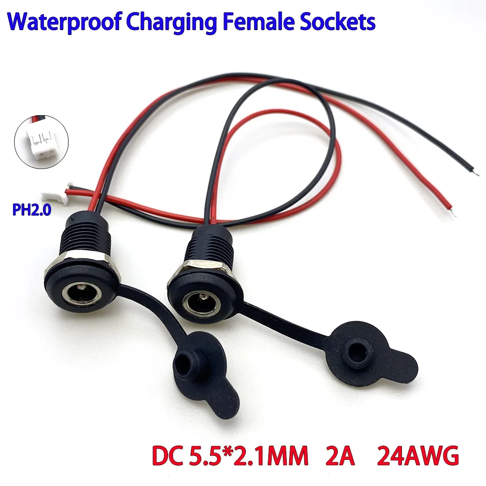 

DC5521MM waterproof charging female socket with wire water purifier power socket round hole connector DC threaded charging stand