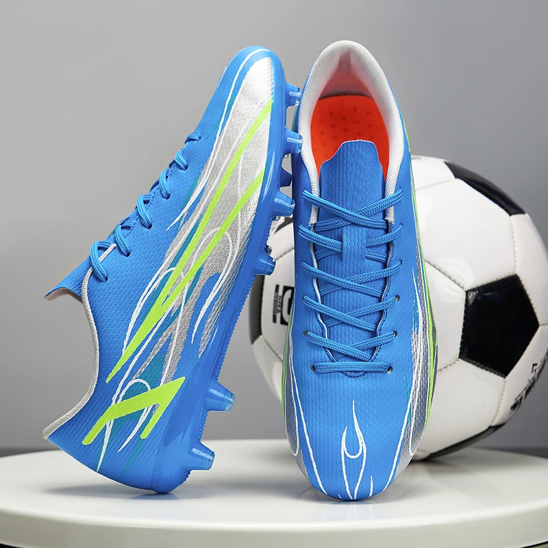 Men Simple Light Soccer Cleats Flexible Wear Resistant Sweat Wicking Lining Rubber Studs Grass Field Competition Shoes