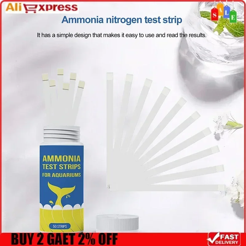50 stücke Ammoniak Stickstoff Schnelle Wasser Qualität Teststreifen Papier Kits Für Süßwasser Salzwasser Aquarium Über 30 s Test Timing