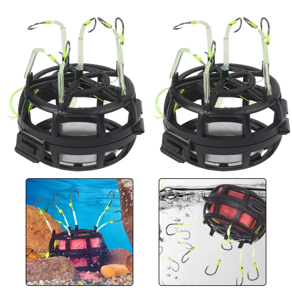 Double-Hook Catfish Rig 3-12# Reverse Bottom Upward Bait Cage Explosion Hook For All Saltwater/Freshwater Fishing Hooks Parts
