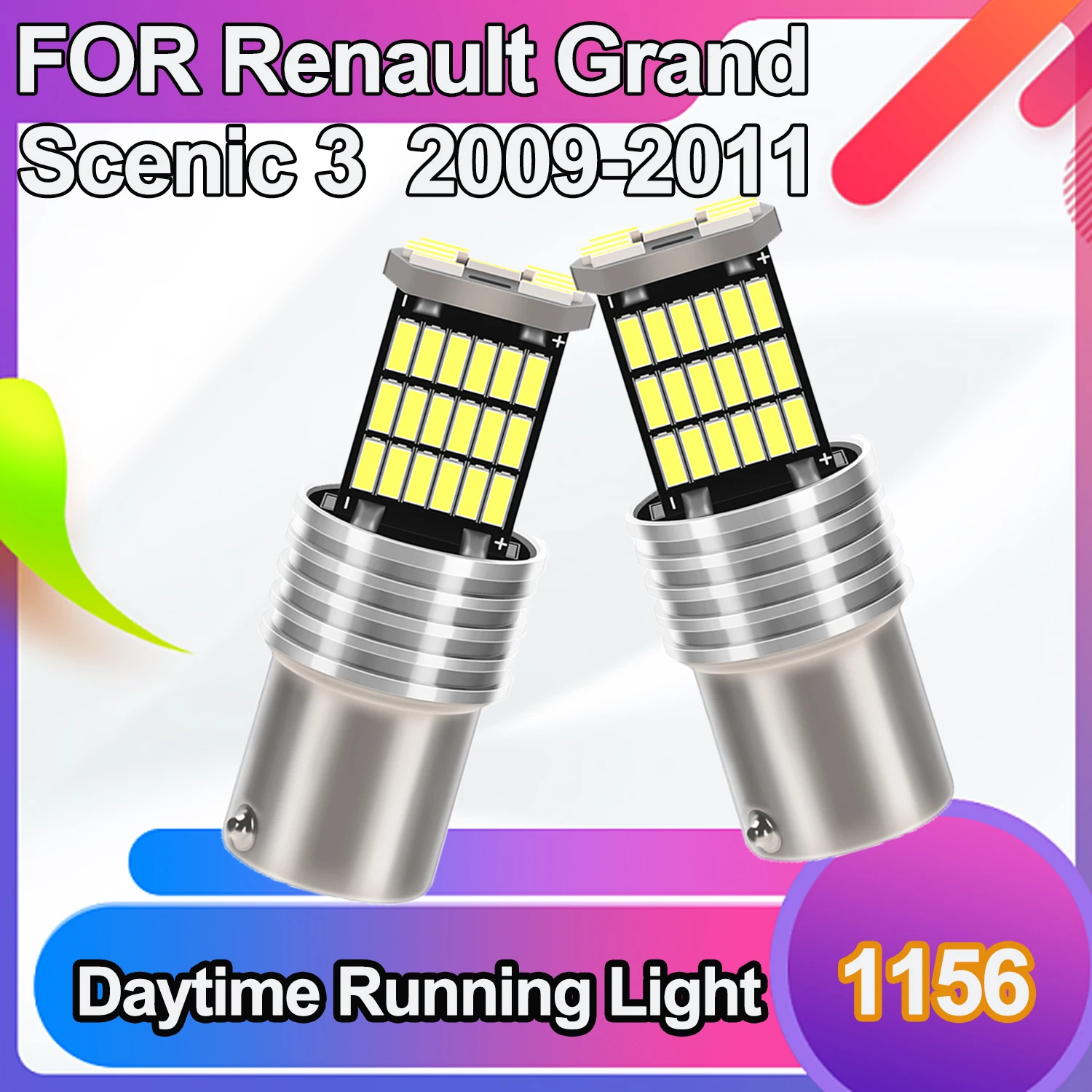 

LED Daytime Running Light DRL Bulb Lamp P21W BA15S 1156 FOR Renault Grand Scenic 3 2009 2010 2011