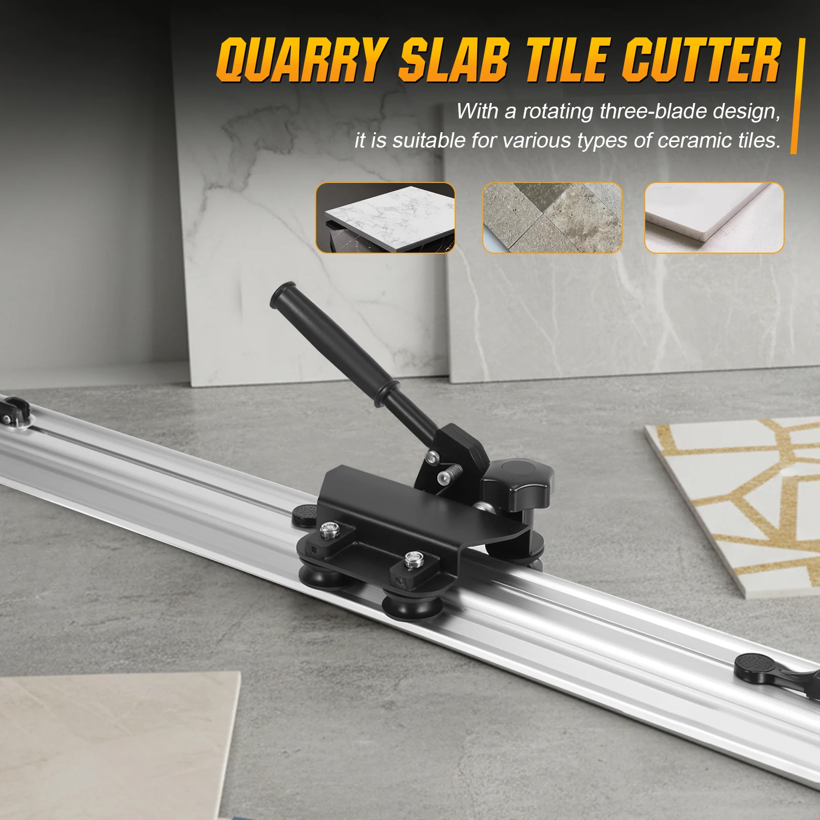 Cortador de azulejos de porcelana e cerâmica de 106 polegadas para azulejos com espessura de até 0,47 polegadas com ventosas integradas para formatos grandes