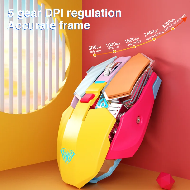 Mech Style 2.4G Wireless Mouse RGB Backlight 3200 DPI Type-C Rechargeable USB Optical Gaming Mice For Laptop PC Gamer Peripheral