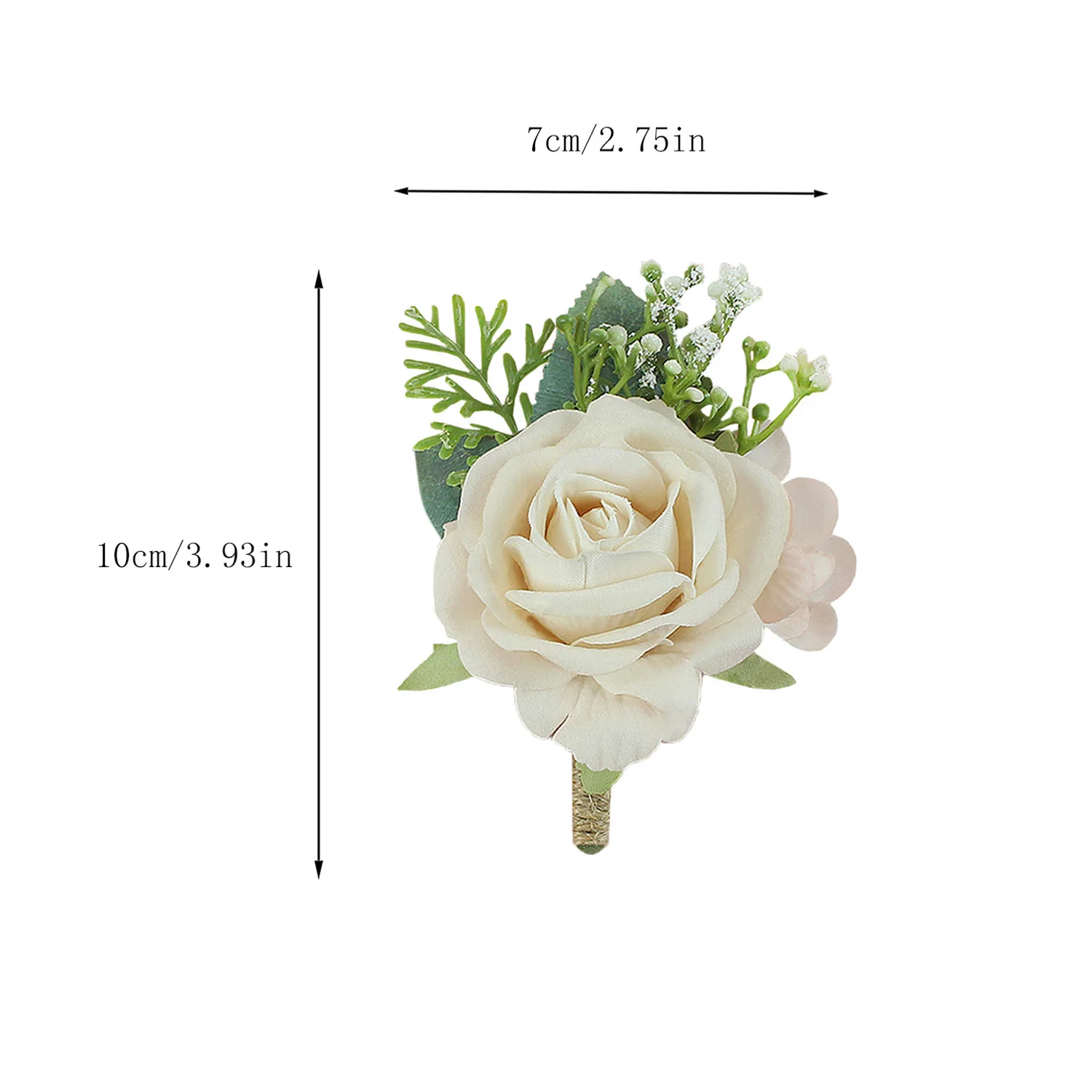 Boutonnieres Blumen Künstliche Rosen Seide Weiß Elfenbein Corsage Knopfloch Trauzeugen Boutonniere für Männer Hochzeitsaccessoires