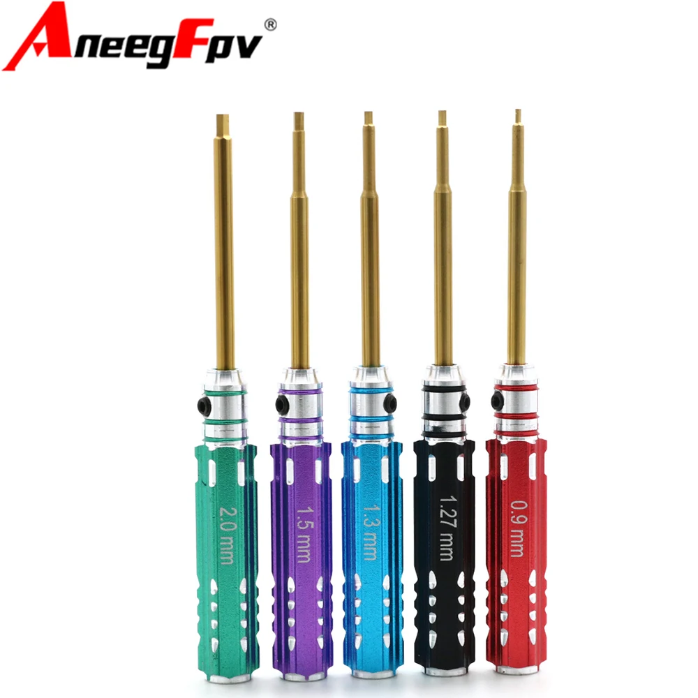 5pcs/set Mini Hex Screwdrivers Set  0.9mm 1.27mm 1.3mm 1.5mm 2.0mm Titanium Screwdriver for Rc Model Car Boat Airplane