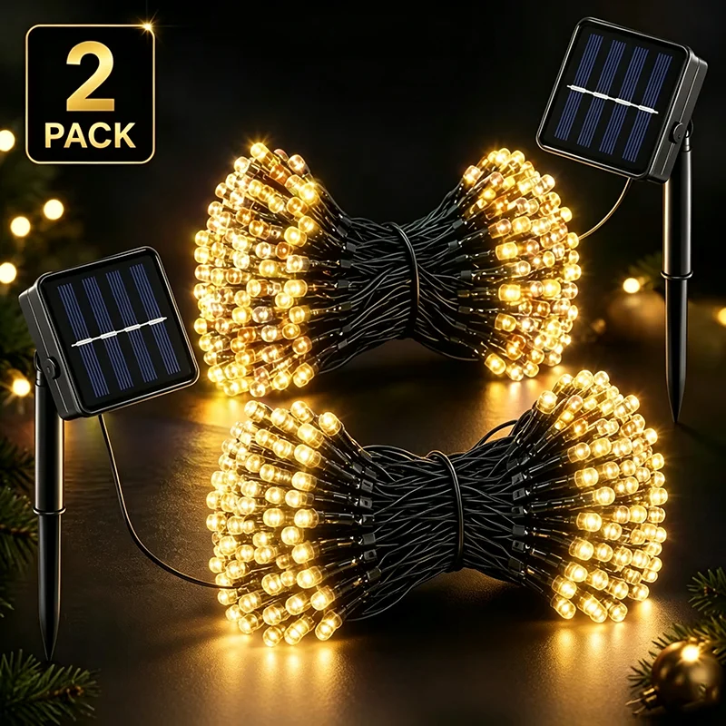 1/2Pack Solar Fairy String Lights with 8 Lighting Modes Atmosphere Lights for Garden Yard Party Christmas Holiday Decoration
