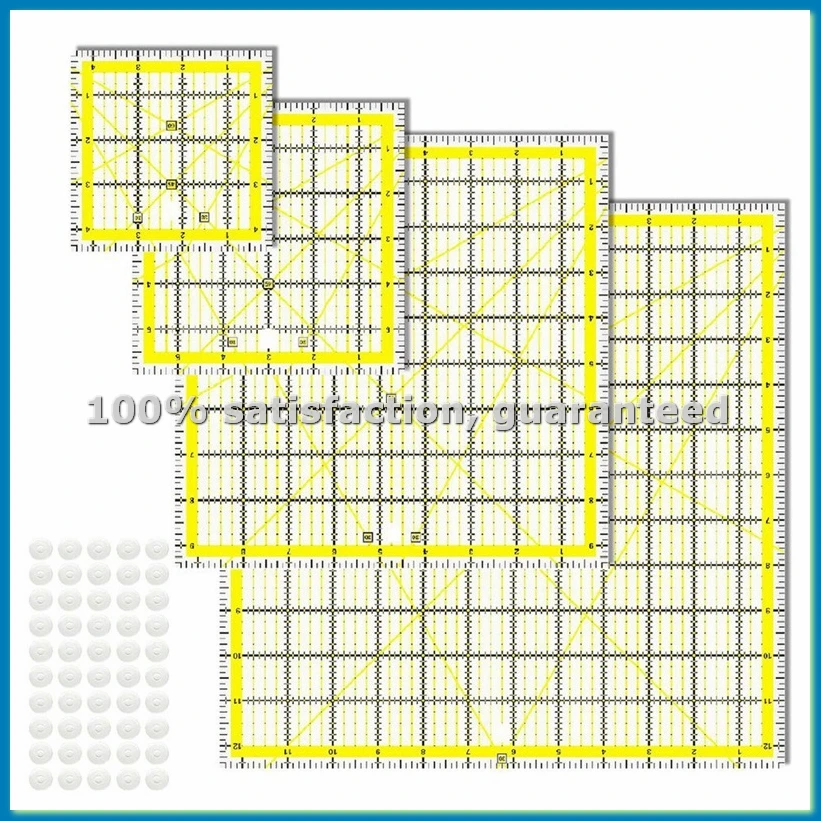 

Набор из 4 акриловых квадратных линеек для квилтинга, шаблоны для квилтинга с нескользящими кольцами (4,5x4,5 дюйма, 6x6 дюймов, 9,5x9,5 дюймов, 12,5x12,5 дюймов)-A50M