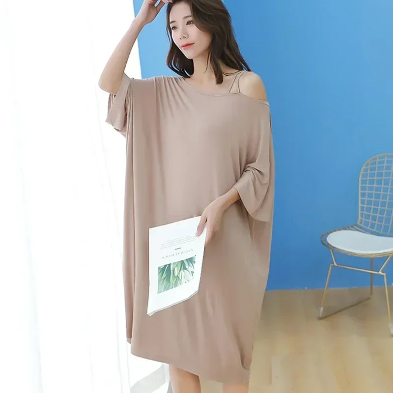 

Nightgown Long Dresses Short Sleeve Women's Clothing Homewear Summer New Comfortable Casual Loose Large Size Breathable Simple