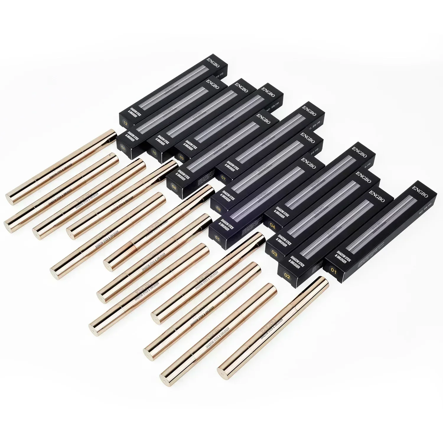 ENGBO Double face Monochrome fard à paupières stylo paillettes fard à paupières Eyeliner stylo haute brillance sans décoloration Sexy femme maquillage des yeux cosmétiques