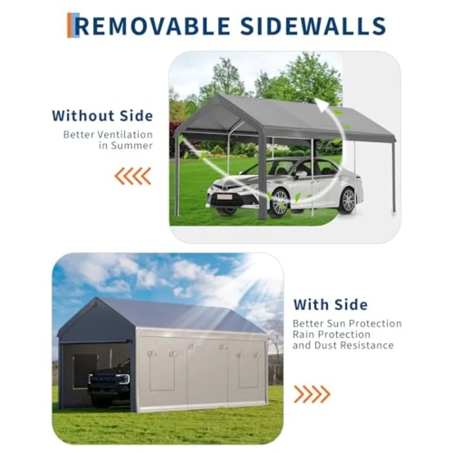 10x20FT Carport Canopy, Heavy Duty Car Port with Waterproof Tarp