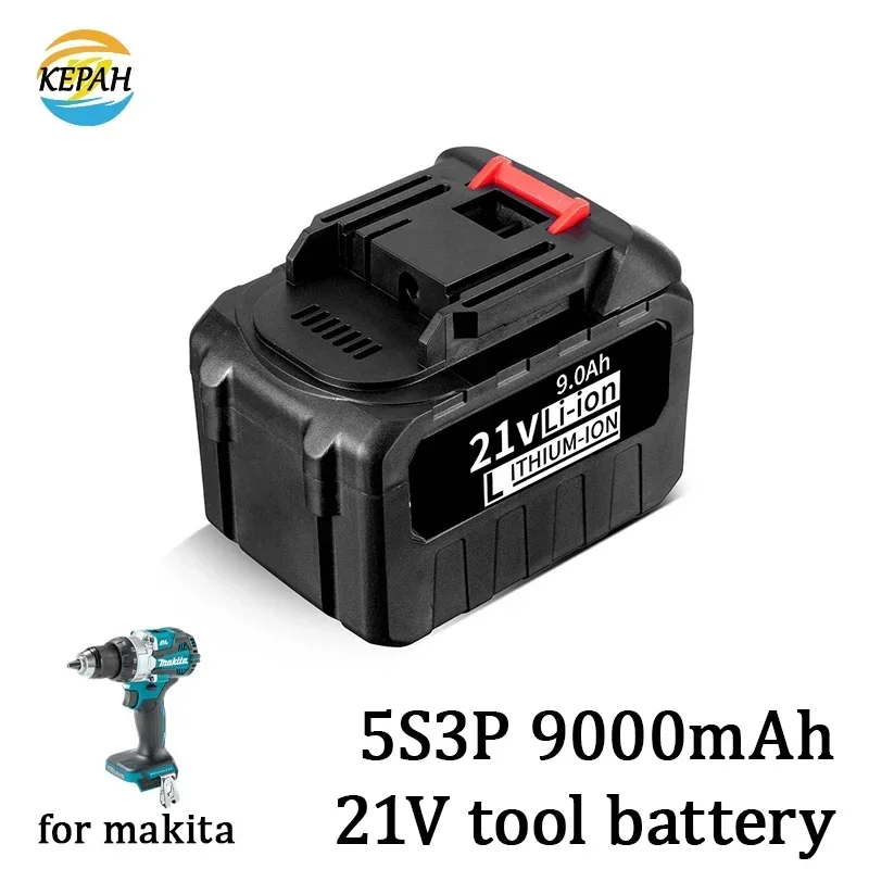 

21V tool battery rechargeable Li-ion Batteries pack 9000mAh 5S3P large capacity 9Ah 18-21V battery replacement for drill、wrench