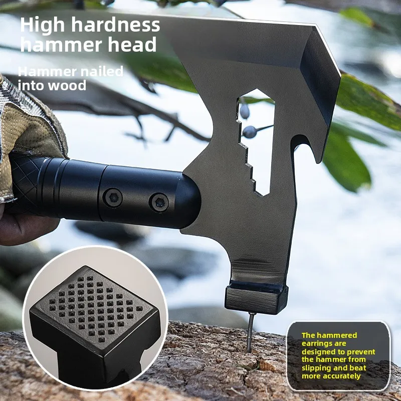 متعددة الأغراض الصلب في الهواء الطلق بقاء المشي لمسافات طويلة الفأس المحمولة الفأس سكين البوصلة شرارة عصا للتخييم #3