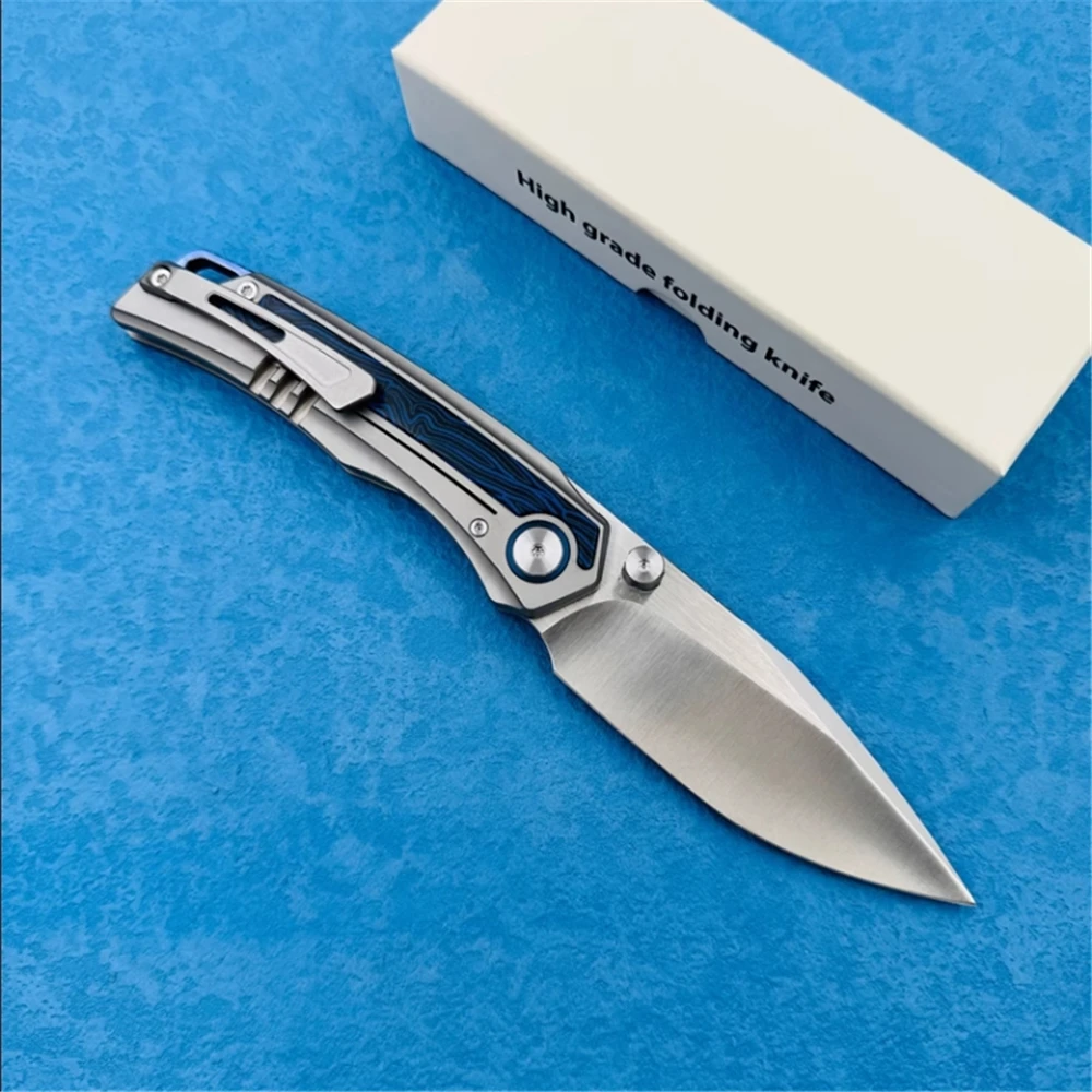 M390 الصلب سكين للفرد سبائك التيتانيوم مقبض تحمل نظام في الهواء الطلق بقاء سكين صيد التخييم التنزه الدفاع أداة