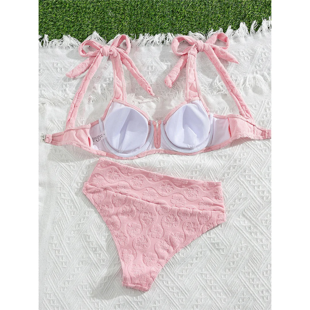 S - XL, V-förmiger, mit Bügel verstärkter Damen-Badeanzug, hoch geschnittener Bikini, zweiteiliges Bikini-Set, Badebekleidung, Badeanzug, Modell V8042. – Detail 4