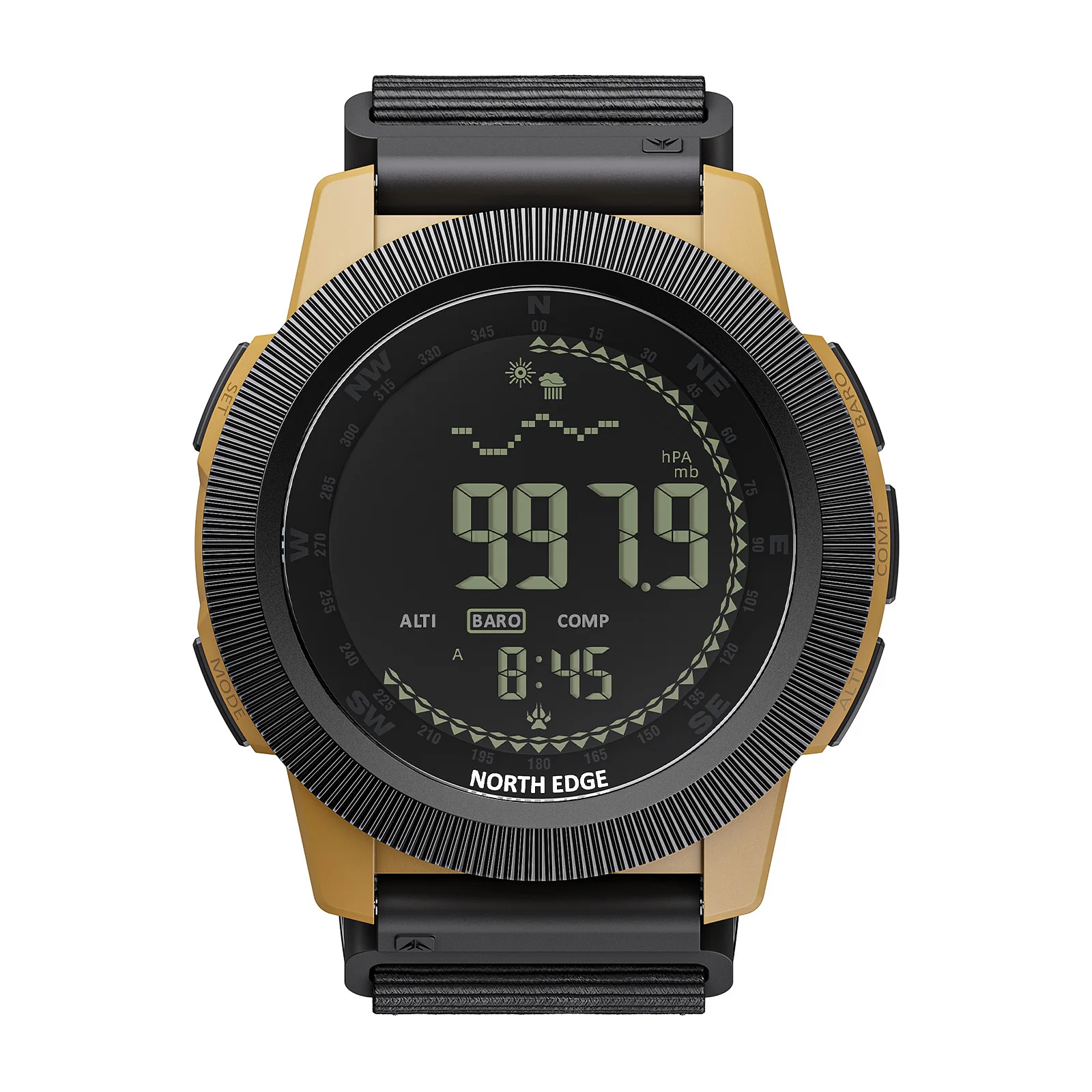 NORTH EDGE APACHE-CF Outdoor Digital Sports Watch, Waterproof Wristwatch Altimeter Barometer Compass Hiking Watch for Men