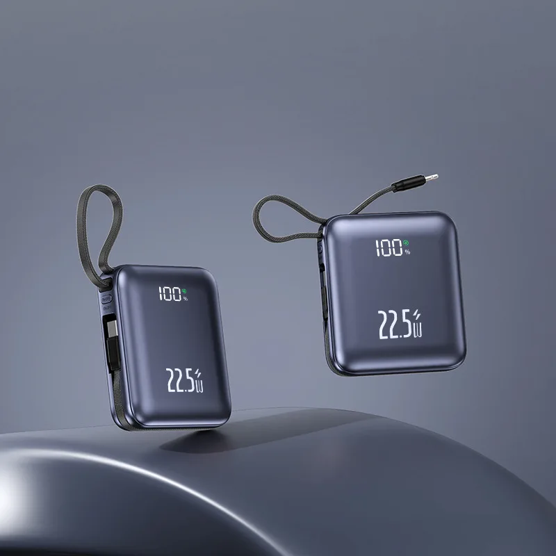 CCC Certificated Mini Cute Power Bank Built-in Cable 20000mAh 22.5W Fast Charging External Battery for IPhone Samsung Xiaomi