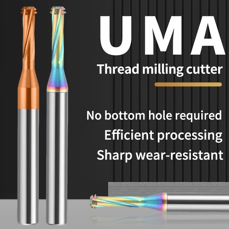 

GULING 1PCS No Need Drill Holes Composite Integrated Thread Milling Cutter CNCMachine Solid M1.6-M12 ForAluminium/Steel 2F/4F 4T